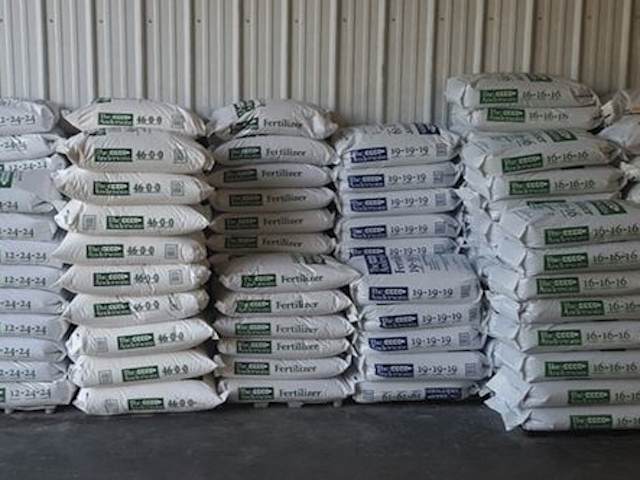 bags of artificial fertilizer