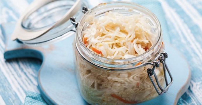Glass jar of sauerkraut