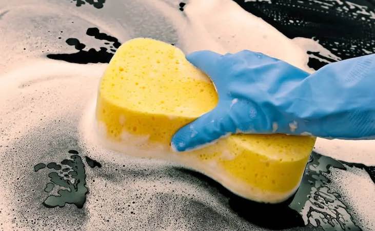 Cleaning with a sponge