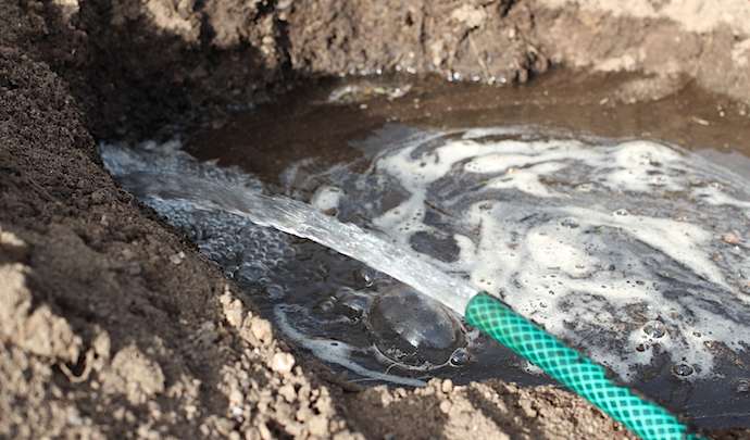 Watering a dry polytunnel
