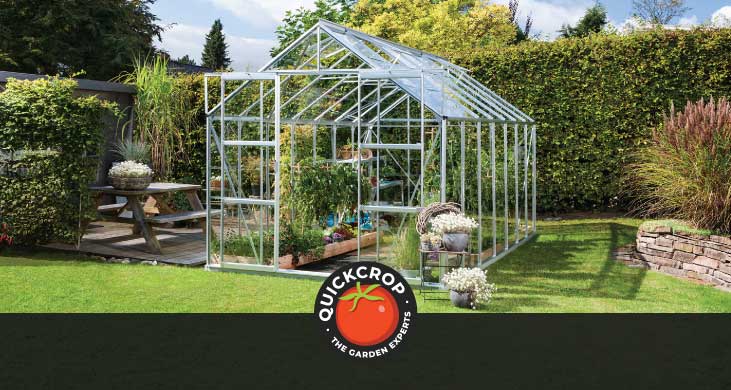 a modern greenhouse setup in a garden - header image