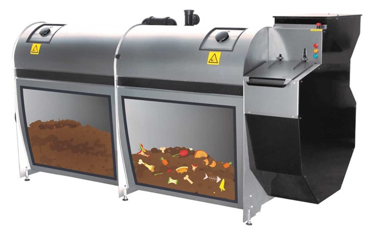 Joraform commercial composter: a cutaway illustrates the inside of the unit