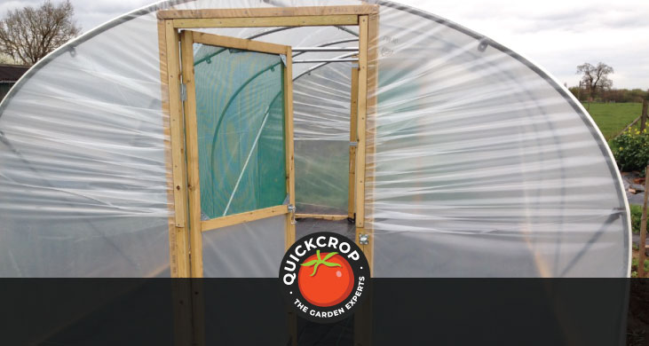 Polytunnel with open door - header image